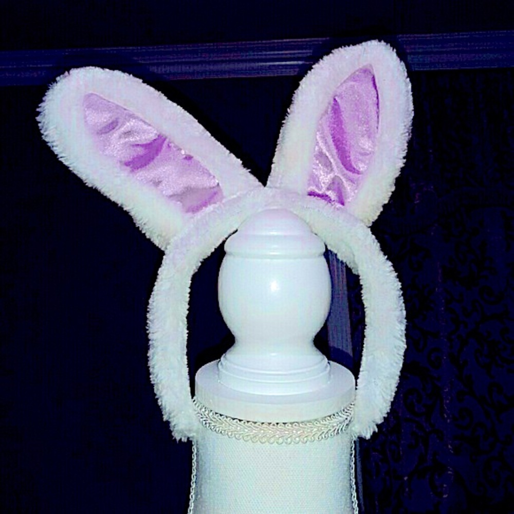 Plush white with light purple bunny head band